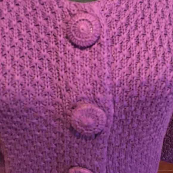 Sweaterworks Button Up Knit Sweater Purple, Medium - Picture 3 of 6